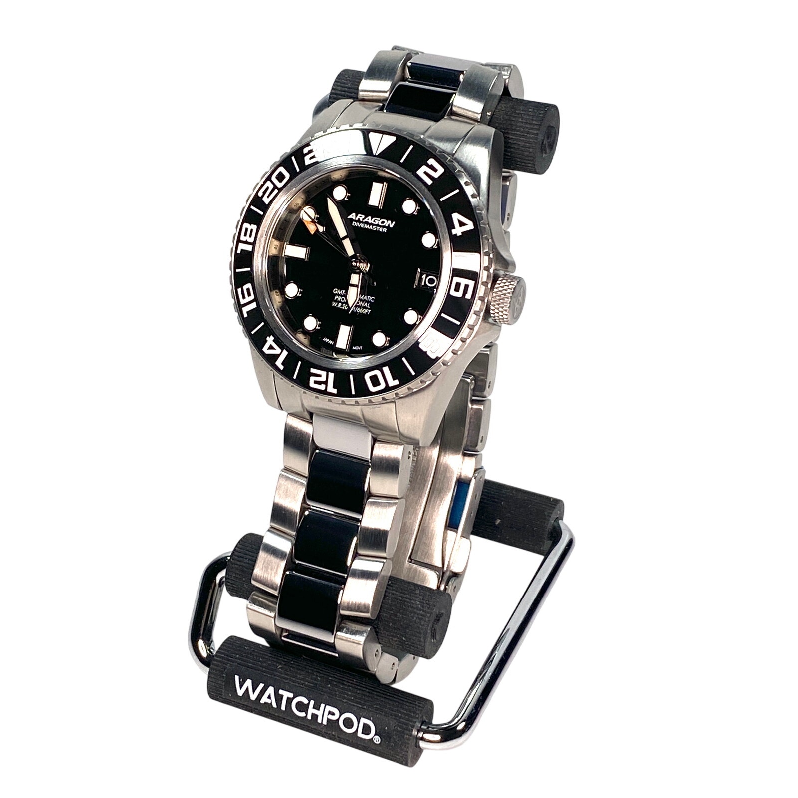 Aragon Divemaster Gmt Nh34 Automatic Watch Black Dial 40mm Wr Travel Utility Iob